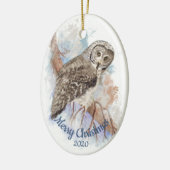 Aangepast kerstfeest Grote Grijze vogel Keramisch Ornament (Links)