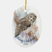 Aangepast kerstfeest Grote Grijze vogel Keramisch Ornament (Voorkant)
