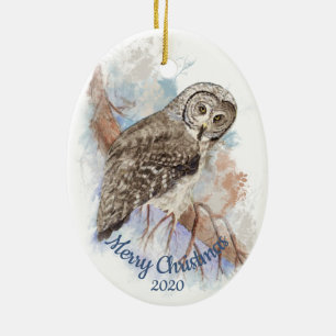 Aangepast kerstfeest Grote Grijze vogel Keramisch Ornament