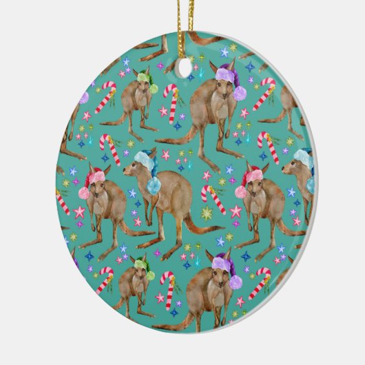 Aangepast kerstfeest Kangaroo Keramisch Ornament (Links)