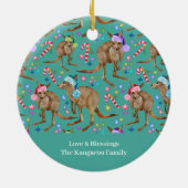 Aangepast kerstfeest Kangaroo Keramisch Ornament (Achterkant)