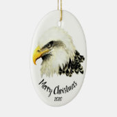 Aangepast kerstfeest met Bald Eagle Owl Bird Keramisch Ornament (Rechts)