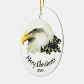 Aangepast kerstfeest met Bald Eagle Owl Bird Keramisch Ornament (Links)