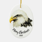 Aangepast kerstfeest met Bald Eagle Owl Bird Keramisch Ornament (Voorkant)