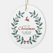 Aangepast kerstfeest met deer holly keramisch ornament (Links)