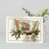 Aangepast kerstfeest met liefdevolle nativiteit folie feestdagenkaart (Staand Voorkant)