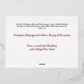 Aangepast kerstfeest met liefdevolle nativiteit folie feestdagenkaart (Achterkant)