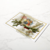 Aangepast kerstfeest met liefdevolle nativiteit folie feestdagenkaart (Gedraaid)