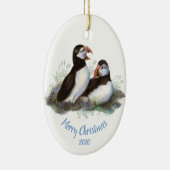 Aangepast kerstfeest met puffin Ocean Bird Keramisch Ornament (Rechts)
