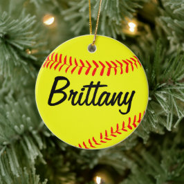 Aangepast kerstfeest met softball keramisch ornament
