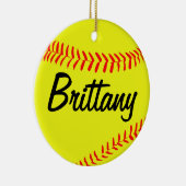 Aangepast kerstfeest met softball keramisch ornament (Rechts)