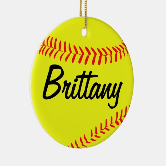 Aangepast kerstfeest met softball keramisch ornament (Rechts)