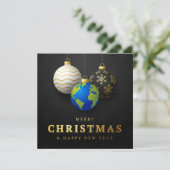 Aangepast kerstfeest nieuwjaar Aarde Feestdagenkaart (Staand voorkant)