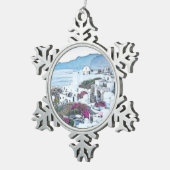 Aangepast kerstfeest Santorini Griekenland Tin Sneeuwvlok Ornament (Rechts)