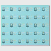 Aangepast kerstfeest Turquoise Blue Gold Ornament Cadeaupapier (Vlak)