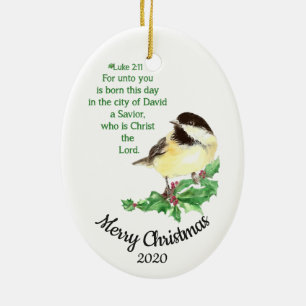 Aangepast kerstfeest Verse Luke 2:11 Keramisch Ornament