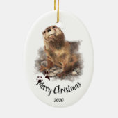 Aangepast kerstfeest Waterverf Otter Animal Keramisch Ornament (Achterkant)