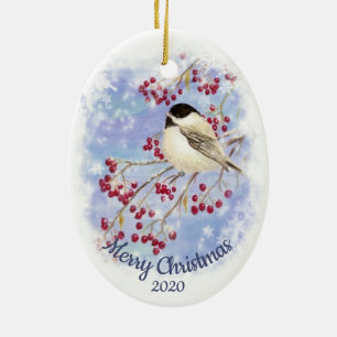 Aangepast kerstfeest Waterverf wintercichorei Keramisch Ornament