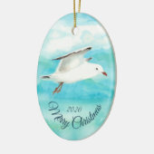 Aangepast kerstfeest Waterverf zeevogel Keramisch Ornament (Links)