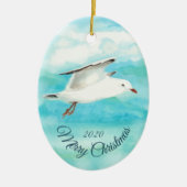 Aangepast kerstfeest Waterverf zeevogel Keramisch Ornament (Voorkant)