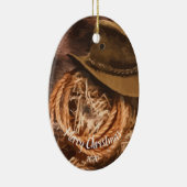 Aangepast kerstfeest Western Cowboy Pet Lariat Keramisch Ornament (Rechts)