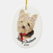 Aangepast kerstfeest Yorkshire Terrier Dog Pet Keramisch Ornament (Voorkant)