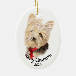 Aangepast kerstfeest Yorkshire Terrier Dog Pet Keramisch Ornament