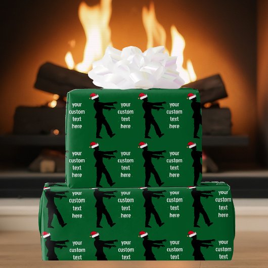 Aangepast kerstfeest Zombie Green Cadeaupapier