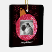 Aangepast kerstfeest zwarte foto-collage keramisch ornament (Rechts)