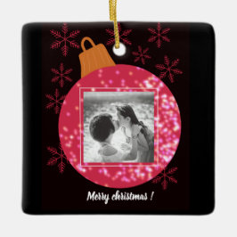 Aangepast kerstfeest zwarte foto-collage keramisch ornament