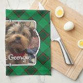 Aangepast kerstfoto-Lijst rood en groen geplakt Theedoek (Quarter Fold)