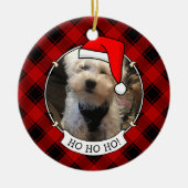 Aangepast kerstfoto-Lijst rood en zwart speldenpak Keramisch Ornament (Voorkant)