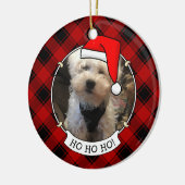 Aangepast kerstfoto-Lijst rood en zwart speldenpak Keramisch Ornament (Links)