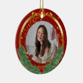 Aangepast kerstfotokeramisch sieremmer keramisch ornament (Rechts)