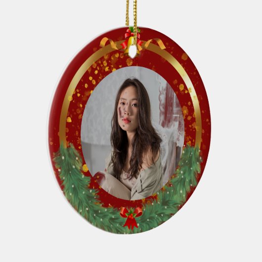 Aangepast kerstfotokeramisch sieremmer keramisch ornament (Rechts)