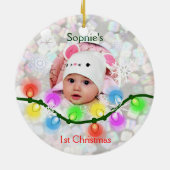 Aangepast kerstfotoornament voor baby's eerste ker keramisch ornament (Achterkant)