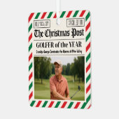 Aangepast kerstgeschenk voor golfers, leuk golfkra metalen ornament (Voorkant links)
