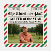 Aangepast kerstgeschenk voor golfers, leuk golfkra metalen ornament (Voorkant)