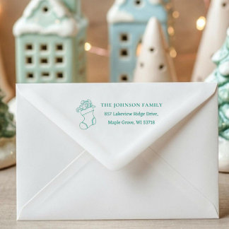 Aangepast kerstkaartadres [Kousenstempel] Zelfinktende Stempel