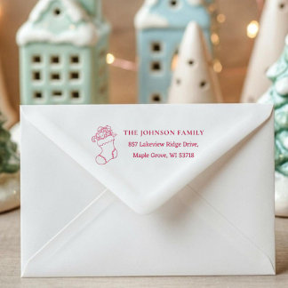 Aangepast kerstkaartadres [Kousstempel] Zelfinktende Stempel