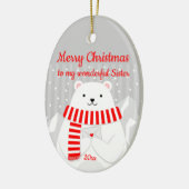 Aangepast kerstkaartje Beer Cute Sister Keramisch Ornament (Links)