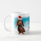 Aangepast kerstkerstfeest met prettige kerstdachsh koffiemok (Links)