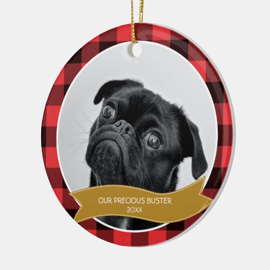 Aangepast kerstkerstversiering met foto-buffet keramisch ornament (Links)