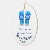 Aangepast kerstleven beter in Teenslipper Keramisch Ornament (Links)
