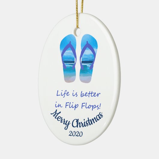 Aangepast kerstleven beter in Teenslipper Keramisch Ornament (Links)