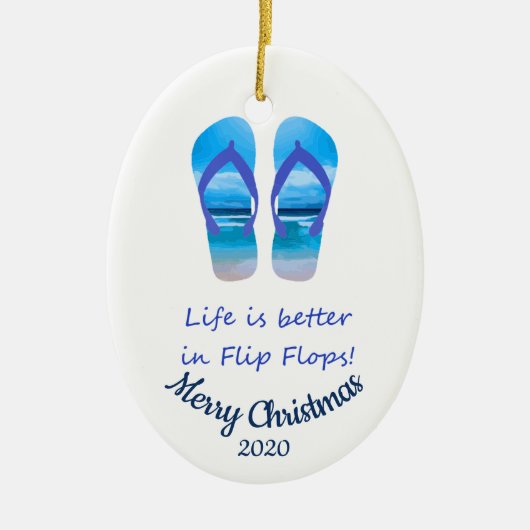 Aangepast kerstleven beter in Teenslipper Keramisch Ornament (Voorkant)