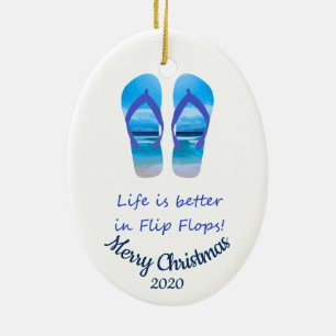 Aangepast kerstleven beter in Teenslipper Keramisch Ornament