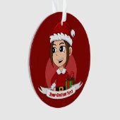 Aangepast kerstmeisje cartoon versiering ornament (voorkant)
