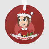 Aangepast kerstmeisje cartoon versiering ornament (achterkant)