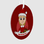 Aangepast kerstmeisje cartoon versiering ornament (voorkant)